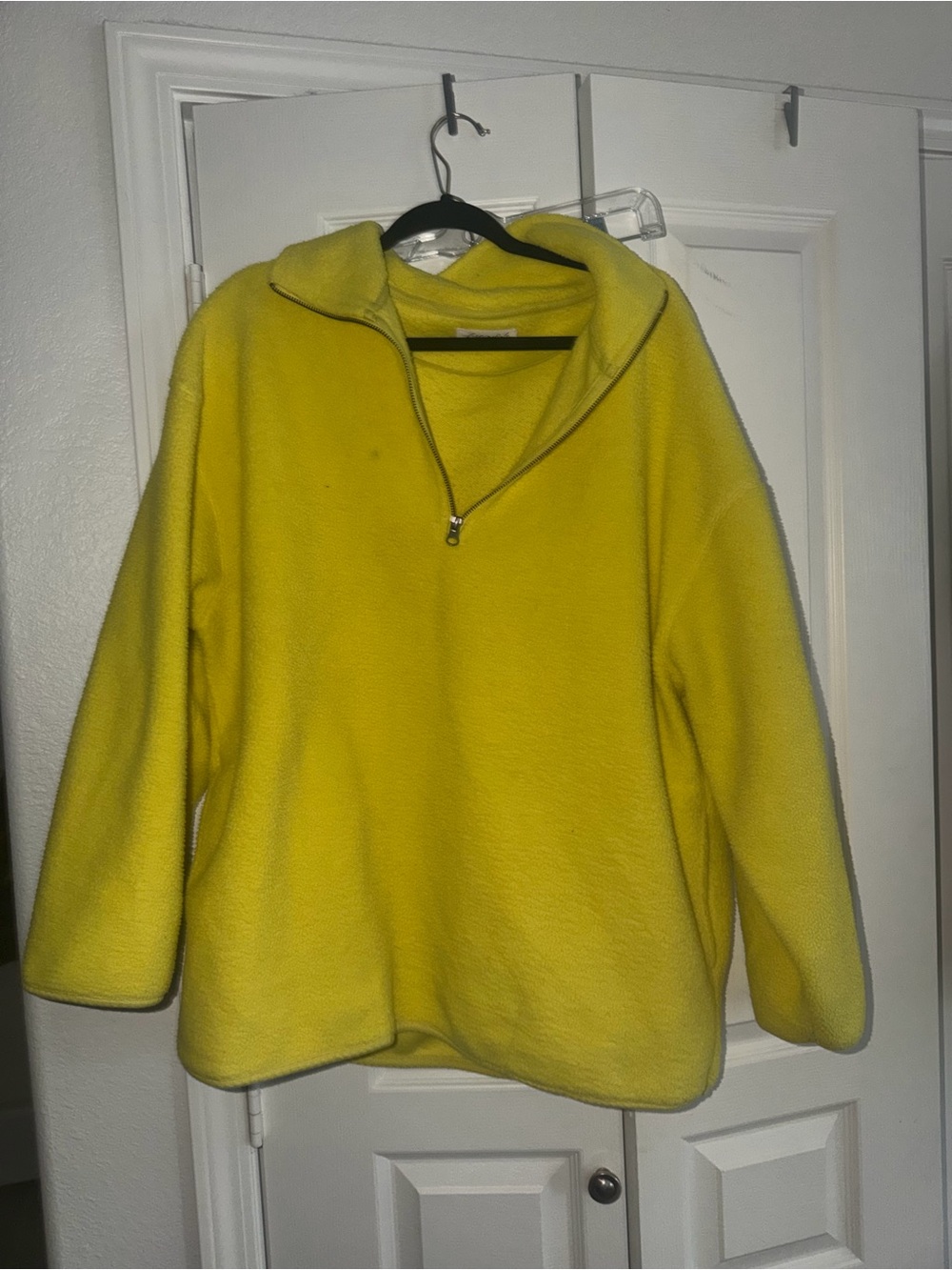 Free People Yellow Quarter-Zip Fleece Pullover Sweater
